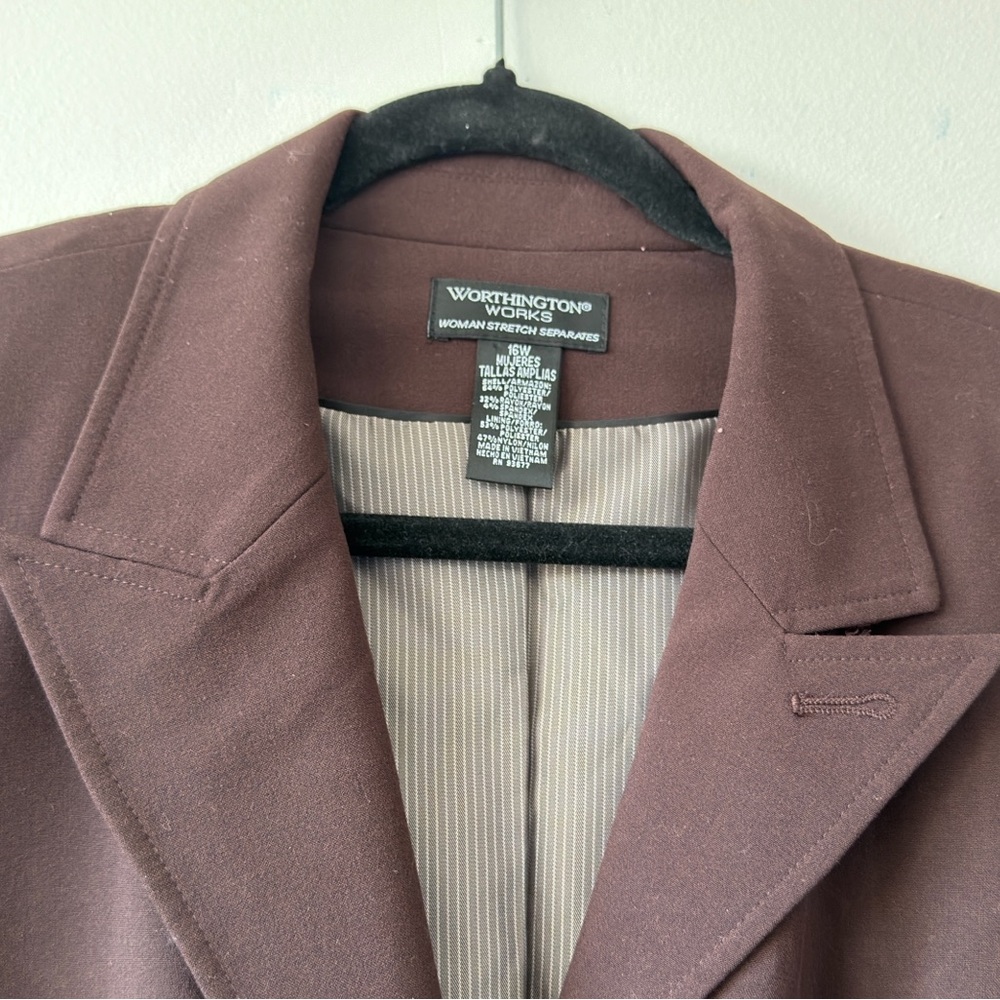 Worthington Women's Dark Brown Single-Breasted Blazer - Picture 2 of 5